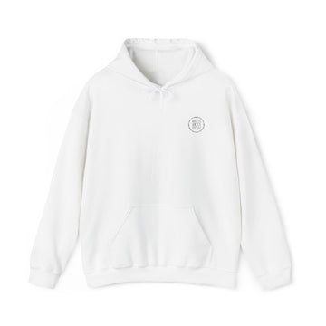 1888 Minimalist Small Chest Logo Hoodie — White Casual Pullover