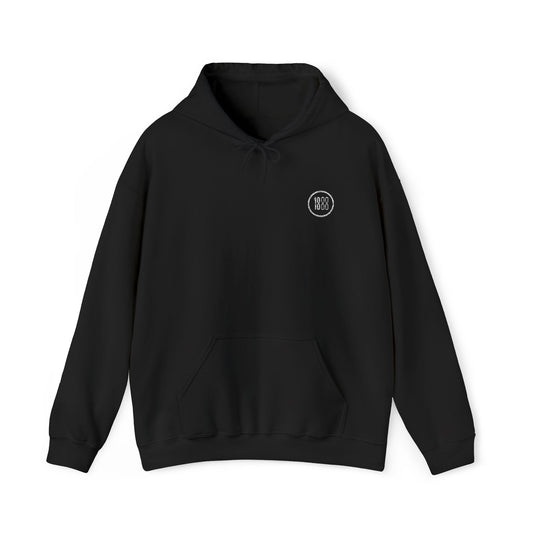 1888 Minimalist Small Chest Logo Hoodie — White Casual Pullover